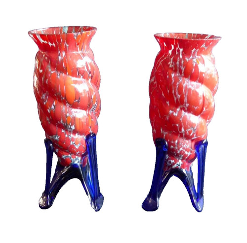 Paire vase verre tachetée - paire,