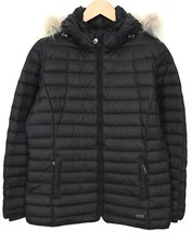 Napapijri Veste Femmes XL Bas Matelassé Rembourré Amovible Coyote Bord Fourrure