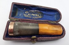 ANCIEN EMBOUT FUME CIGARE CIGARETTE BAGUE EN ARGENT  AVEC ETUI AU PACHA GRENOBLE