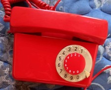 OLD VINTAGE RED ROTARY DIALING TELEPHONE EXCELLENT WORKING CONDITIONS QUALITY