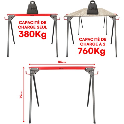 Lot tréteaux pliables - de,