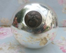 Antique Eglomized Glass Christmas Ball Forgiveness Ball Silver 8cm Diameter