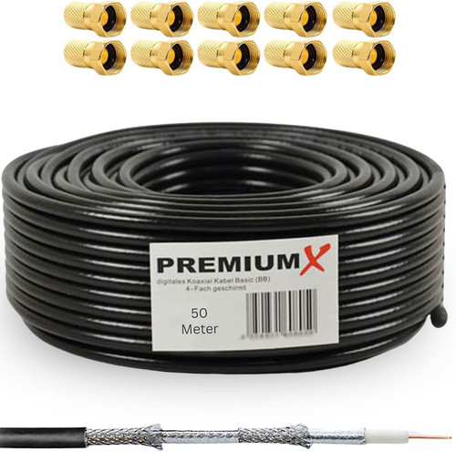 Câble coaxial satellite 50m - coaxial,