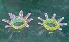 Paire TULIPE OURALINE pour LAMPE À PÉTROLE Collerette Pate de Verre No Baccarat