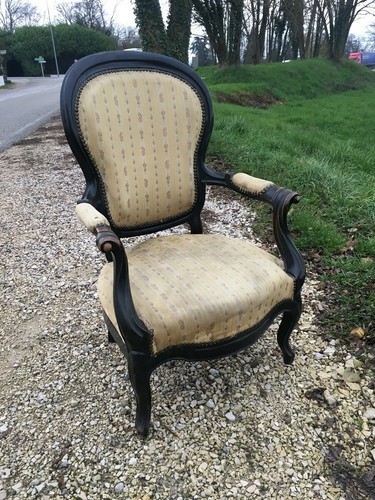Fauteuil louis peint en - peint,
