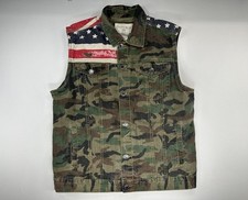 Smoke Rise Men’s Denim Camouflage Vest/American Flag - Size Men’s XL