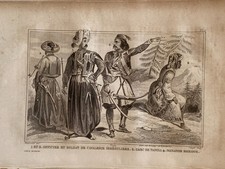 GRAVURE GRECE  " OFFICIER ET