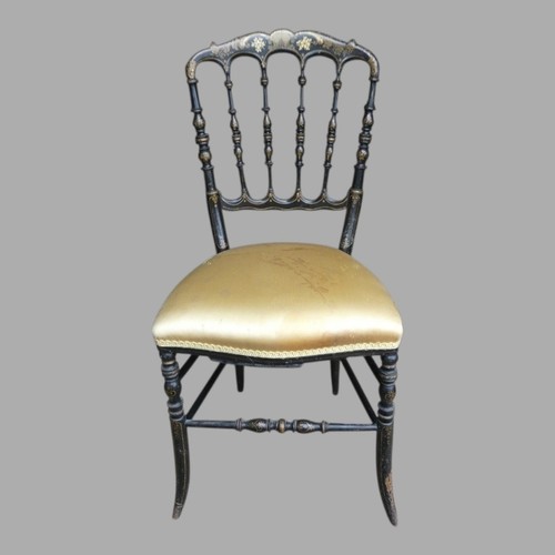 Chaise laquée noir or - laquée,