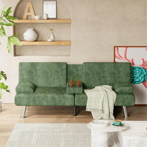 Faux leather sofa bed - leather,
