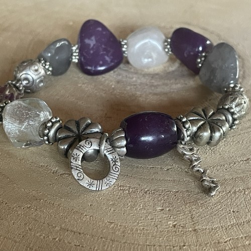 Bracelet perlé ton - , argenté