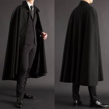 Black Men's Coat Fashion Slim Fit Coat Cape Suitable for Autumn Outings Casual