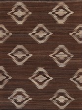Tapis Kilim Réversible Tissé À Plat Tribal En Teinture Naturelle Brun Foncé 5x7