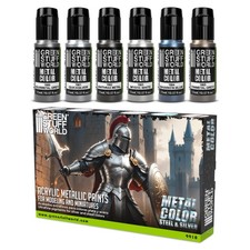 Set Peintures Metalliques - Argent - Acrylique Aérographe Pinceaux Intensité