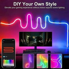 LED Neon RGBIC Light Strip USB 5V IP65 Waterproof 1-5m Bluetooth Remote