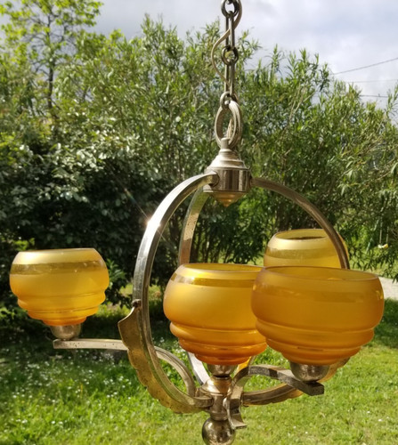 Lustre art déco - lustre, métal