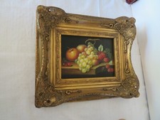 old painting painting on panel still life fruits on table signed