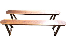 PAIRE DE BANC EN BOIS   DE FERME RUSTIQUE
