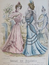 GRAVURE DE MODE COULEUR  XIX
