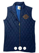 Mens Audrains Newport Concours Motor Size XL Puffer Vest Navy Blue Full Zip
