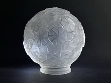 ANCIEN GLOBE EN VERRE SATINÉ ART DÉCO LAMPE TULIPE SUSPENSION LUSTRE LES HANOTS