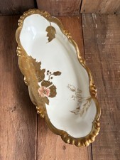 Antique Limoges Elite Works France Porcelain Gold Gilded Tray 