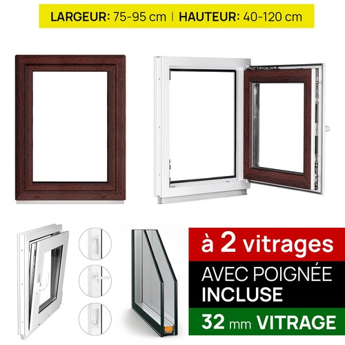 Fenêtre pvc noyer double - fenêtre,