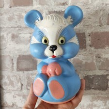 Culbuto Maréchal ours bleu vintage années 70s 80s 20 cm