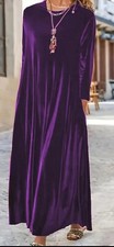 XXL Size 18 Women Velvet Long Sleeve Maxi Dress Robe Dubai Kaftan Gown XLarge