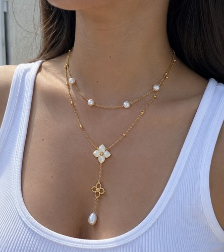 Collier chaîne doré double