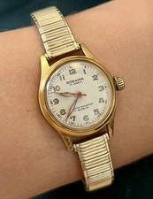 4527 B RODANIA Watch Running Does Not Keep Time. 10k Gold Plated Case & Band.