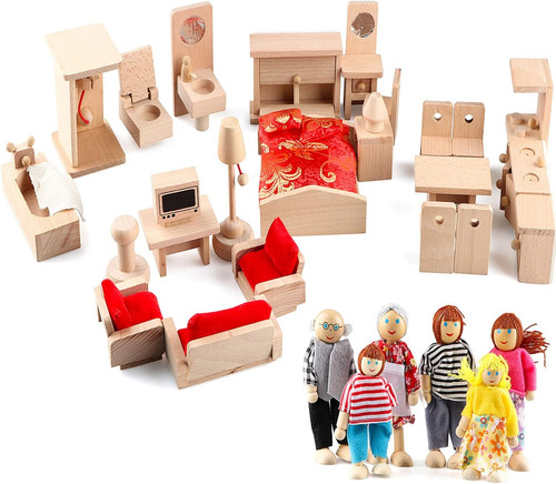 Pcs set wooden dollhouse - 5,