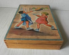 Jeu Ancien * 24 Cubes en Bois * Scènes DLG Germaine Bouret Litho 1950