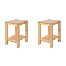 Set de 2 tabourets bois de pin