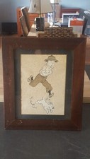 CADRE TINTIN EN BOIS BON ETAT