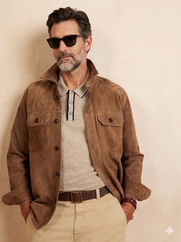 Veste camionneur marron - , peau
