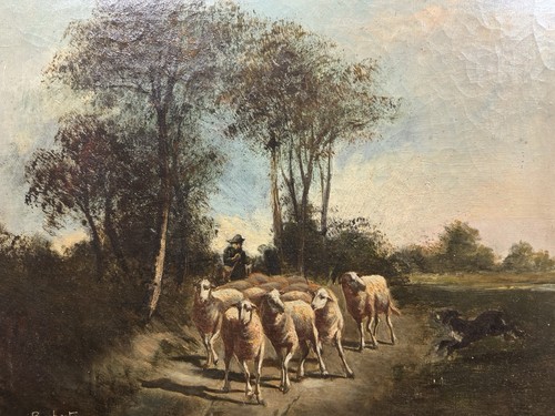 Ancienne huile sur toile - huile,