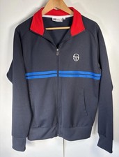 Sergio Tacchini Track Top Mens Large Navy Blue Striped Dallas Long Sleeve