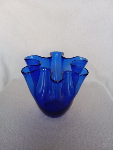 Vase mouchoir verre bleu - vase, en