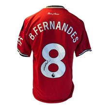 Bruno Fernandes Signed Manchester United Home Shirt With Coa And Photo Proof
