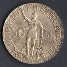 MONNAIE DE 50 FRANCS ARGENT DE BELGIQUE DE 1935 @ CHEMINS DE FER BELGES @ RARE