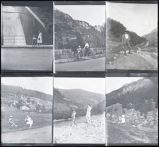 Vélo promenade, Pyrénées, photos vintage plaque verre, lot de 10 négatifs 6x9 cm