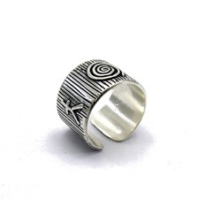 Bague en argent sterling véritable spiral solid poinçonnée 925 fait main