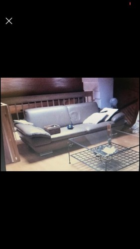 Canape cuir places taupe - 3,