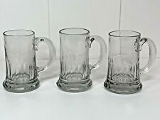 3 ANTIQUE BLOWN GLASS BISTRO CUT BEER CUPS EARLY 20th CENTURY 