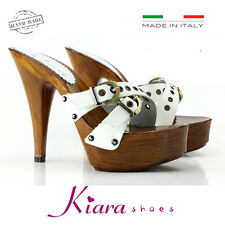 Mule Cuir Blanche - Sabots Avec Hauts Talons Made IN Italy - K9130 BIANCO
