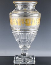 STUNNING VERY LARGE VAL ST LAMBERT JUPITER DANSE DE FLORE GOLD GILT CRYSTAL VASE