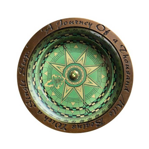Boussole presse papier vert