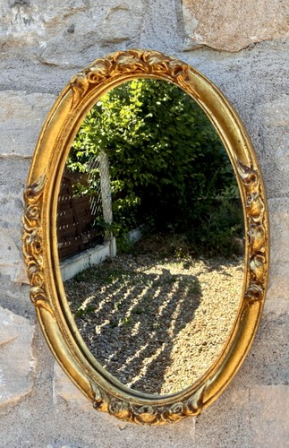 Miroir ovale français - , doré