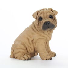 Figurine De Shar Pei Statue Peinte À La Main Marron