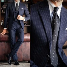 Men's Navy Striped Suits Slim